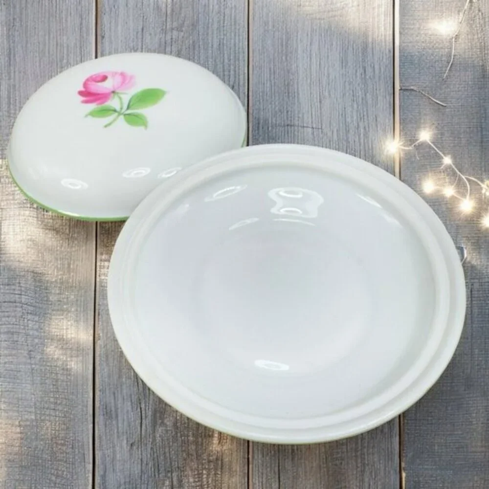 Augarten Wien Porcelain Trinket Dish Pill Holder Flower Pattern Made In Austria